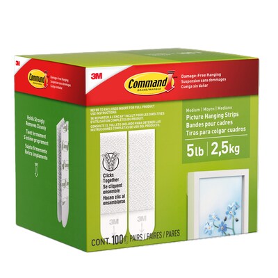 Command Medium Hanging Strip, White, 200 Command Strips/Pack (17201CABPK-NA)
