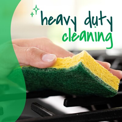 Scotch-Brite Heavy Duty Sponge with Scrubber, Green/Yellow, 3 Sponges/Pack (HD3)