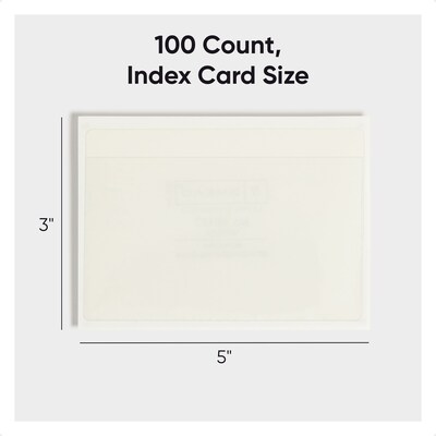 Smead® Self-Adhesive Poly Pockets, Index Card Size (5-5/16" W x 3-5/8" H), Clear, 100/Bx (68153)