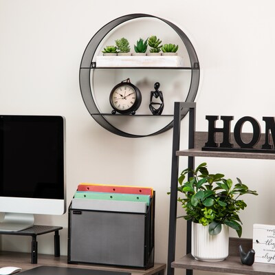 Mind Reader 2-Shelf Metal Wall Decor Circular Floating Shelves, 18" x 4" x 18", Black (WALLCIR-BLK)
