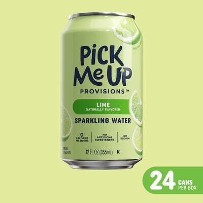 Pick Me Up Provisions™ Lime Sparkling Water, 12 oz., 24 Cans/Carton (PM63524)