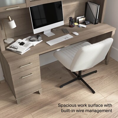 Bush Home Somerset 72"W Office Desk with Drawers and Hutch, Ash Gray (SET018AG)