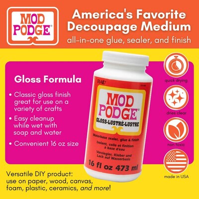 Mod Podge Decoupage Glue, Gloss, 16oz., 3/Pack (MODCS11202-3)