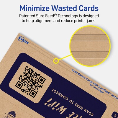 Avery Matte General Use Blank Cards, Kraft Brown, 100/Box (95329)