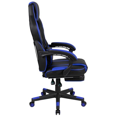 Flash Furniture X40 Ergonomic LeatherSoft Swivel Gaming Massaging Chair, Black/Blue (CH00288BL)