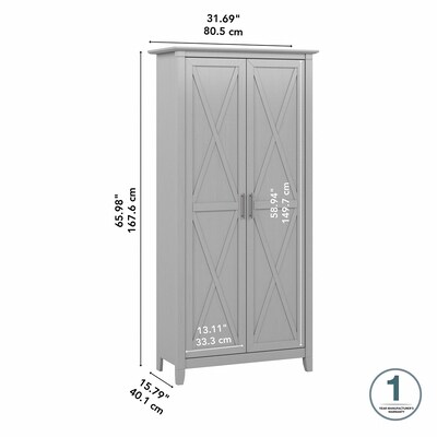 Bush Furniture Key West 66" Tall Storage Cabinet with Doors and 5 Shelves, Cape Cod Gray (KWS266CG-03)