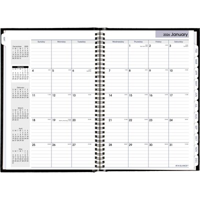 2026 AT-A-GLANCE DayMinder 8 x 11.75 Monthly Planner, Faux Leather Cover, Black (G470H-00-26)