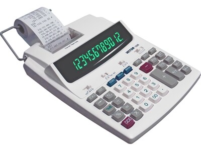 Victor 12-Digit Basic Calculator with Thermal Printer, White (1226)