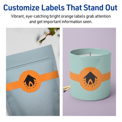 Avery Decorative Edge Multipurpose Labels, 2-3/8" x 8", Bright Orange, 120/Pack (94117)