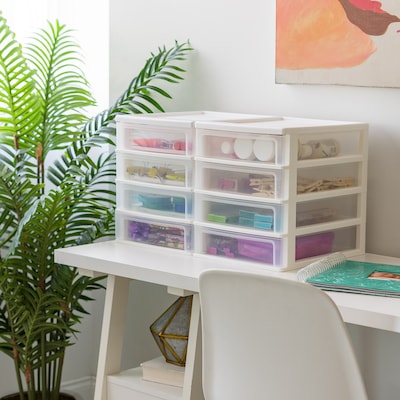 Iris 4-Drawer Desktop Unit, White/Clear, 2/Pack (587013)