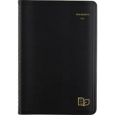 2026 AT-A-GLANCE Recycled 5" x 8" Weekly & Monthly Appointment Book Planner, Faux Leather Cover, Black (70-100G-05-26)