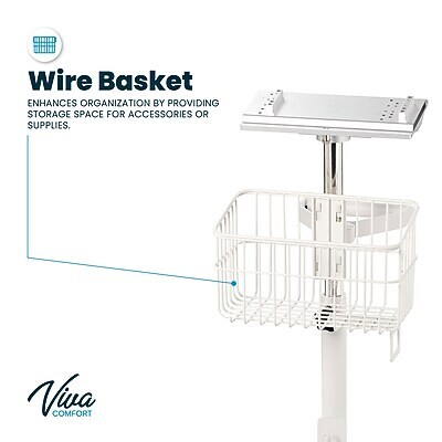 Viva Comfort Height-Adjustable Portable Mobile Stand for Edan Vital Signs Monitor, White (ADI912-C-MP-03-MK)