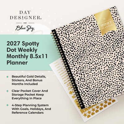 2027 Blue Sky Day Designer 8.5" x 11" Weekly & Monthly Planner, White/Black (161668)