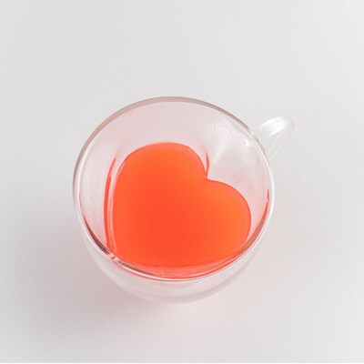 Double Walled Glass Heart Shaped Mug