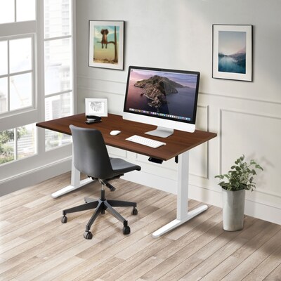 Mount-It! 55W Electric Adjustable Standing Desk, Brown/White (MI-18062)