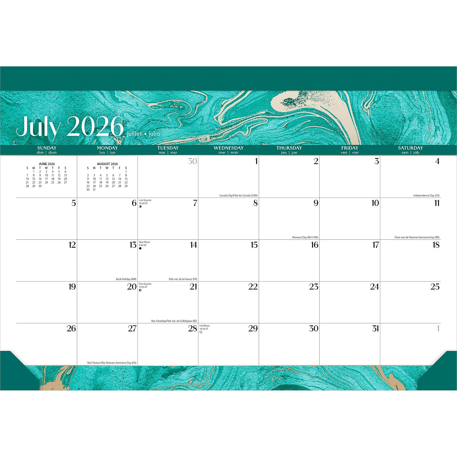 2026-2027 Plato Crackled Blush 14 x 10 Academic Monthly Desk Pad Calendar (9798330708123)