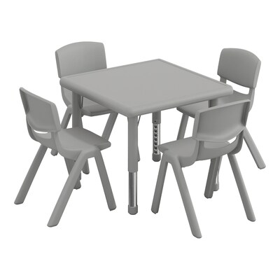 Flash Furniture Emmy Square Activity Table Set, 24 x 24, Height Adjustable, Soft Gray (YCX232SQRTBSGYE)