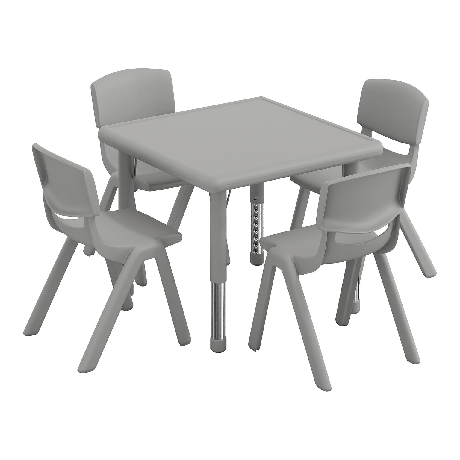 Flash Furniture Emmy Square Activity Table Set, 24 x 24, Height Adjustable, Soft Gray (YCX232SQRTBSGYE)