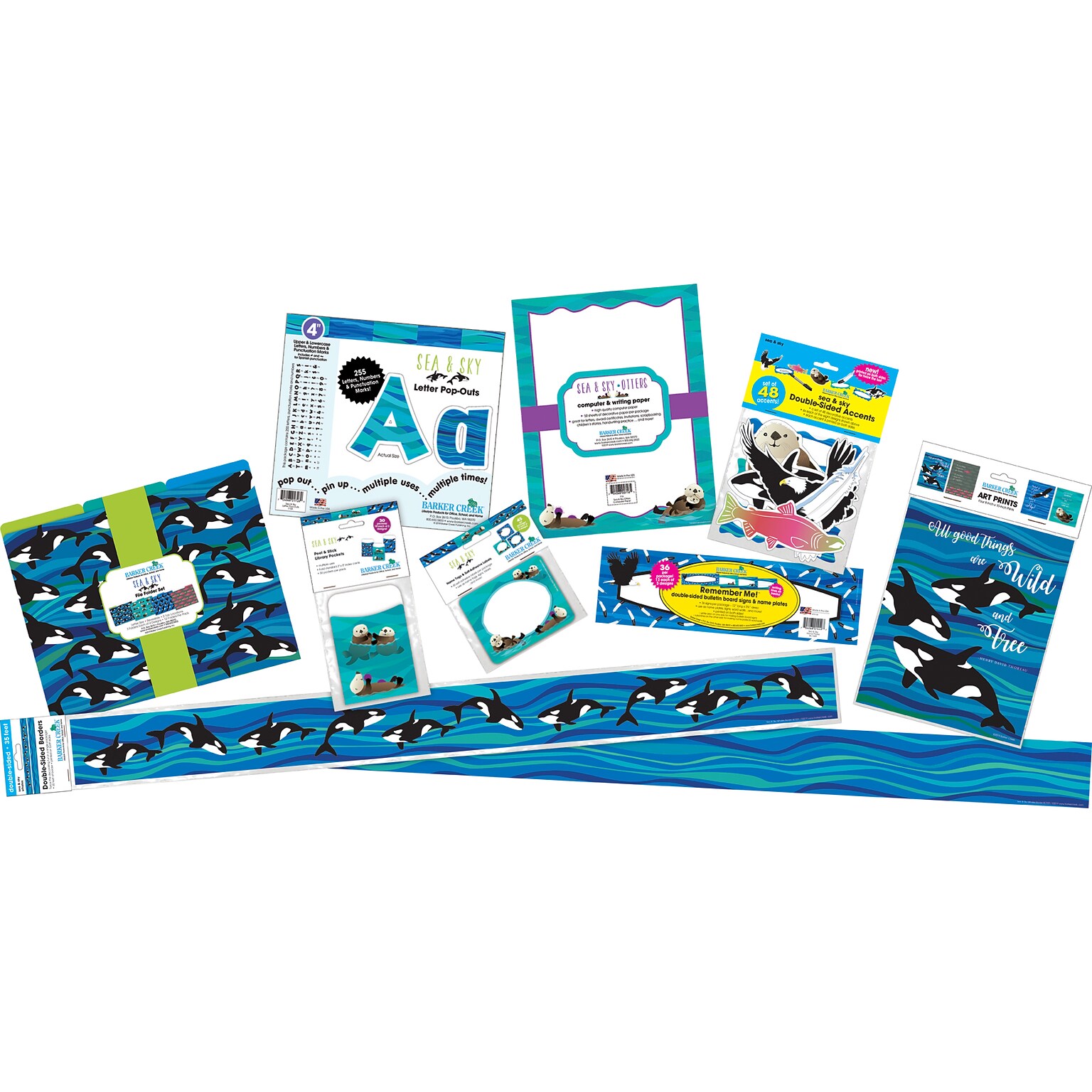 Barker Creek Sea & Sky Bulletin Board Set, 480/Set (3999)