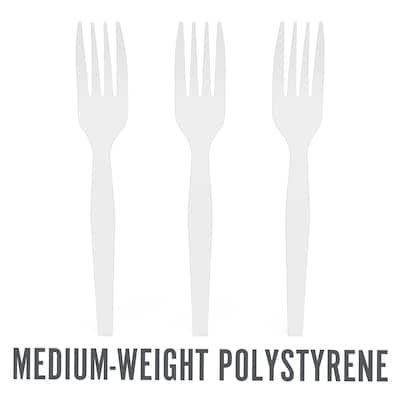 Perk™ Polystyrene Fork, Medium-Weight, White, 1000/Pack (PK56397)