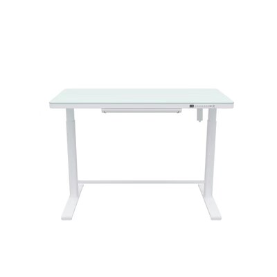 Uncaged Ergonomics Rise Up Glass Electric Standing Desk, 23.7" x 45.3", White (RUglass-white)