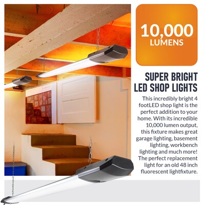 Newhouse Lighting 4 ft. LED Shop Light, 100 Watt/10K Lumens, 4/Pack, Black (NH-SHOP-10K-4)