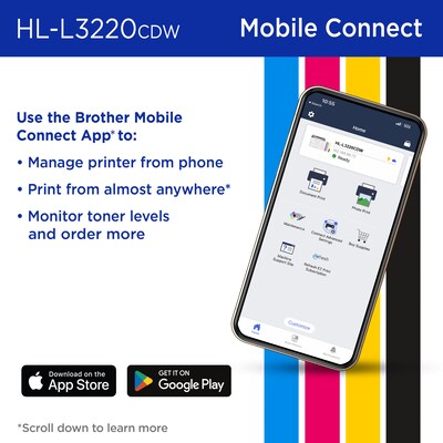 Brother HL-L3220CDW Wireless Compact Digital Printer, Laser Quality Output, Refresh Subscription Eligible