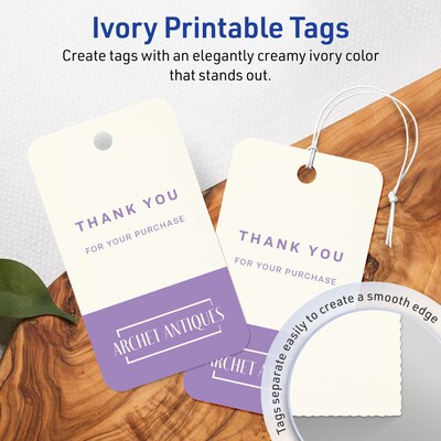 Avery 2 x 3-1/2  Blank Price & Merchandise Tags, Ivory, 80/Carton (95323-MIT10)