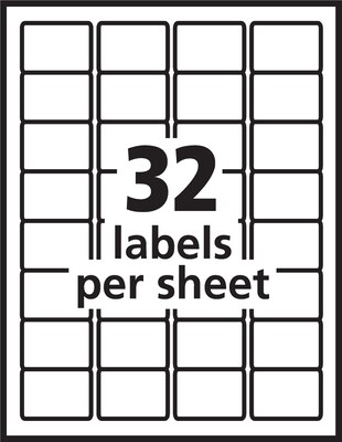 Avery Durable Laser Identification Labels, 1 1/4" x 1 3/4", White, 1600 Labels Per Pack (6576)