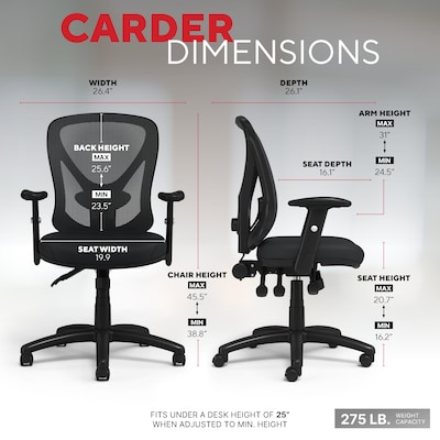 Quill Brand® Carder Mesh Back Fabric Computer and Desk Chair, Black (24115-CC)