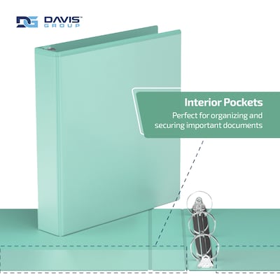 Davis Group, 1.5", 8.5" x 11", Round Ring View Binder, Pastel Color, Mint, 6/Pack (7412-14-06)