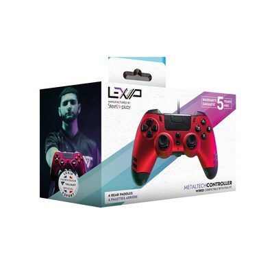 Lexip Metaltech Wired Controller for PS4/PC, Red (JVAMUL00151)
