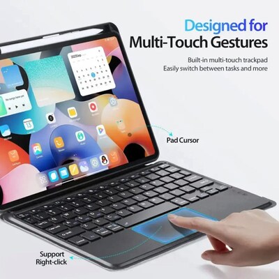 SaharaCase ProTouch Slim Keyboard Case with Trackpad for Galaxy Tab S10 FE+, Black (TB00476)
