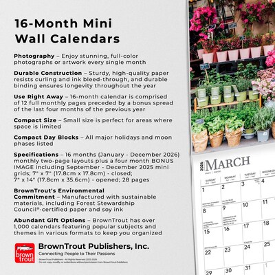 2026 BrownTrout Paris 7" x 7" Monthly Wall Calendar (9798330705078)