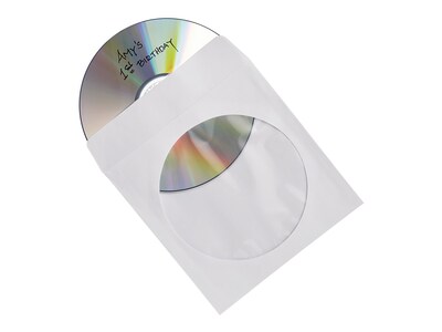 Verbatim Sleeve for CD/DVD, White, 50/Box  (70126)
