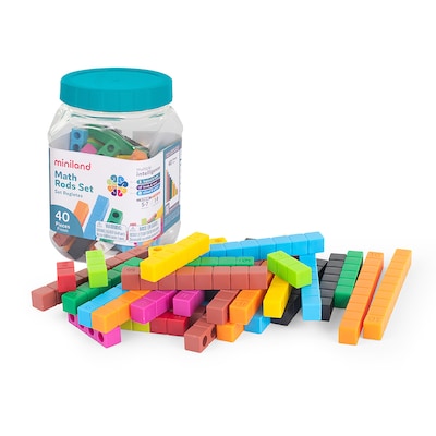 Miniland Math Rods Set, Multicolored, 40/Set (MLE95165)
