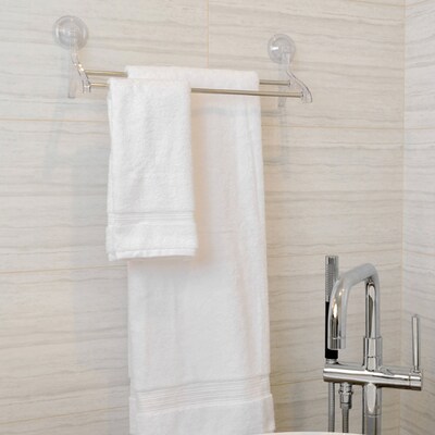 Better Houseware Plastic Suction-Cup Double Towel Bar, Clear (BTH2482)