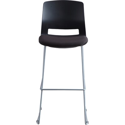 Lorell Artic Series Contemporary Fabric Full Back Counter Stool, Black/Silver, 2/Carton (LLR42951)