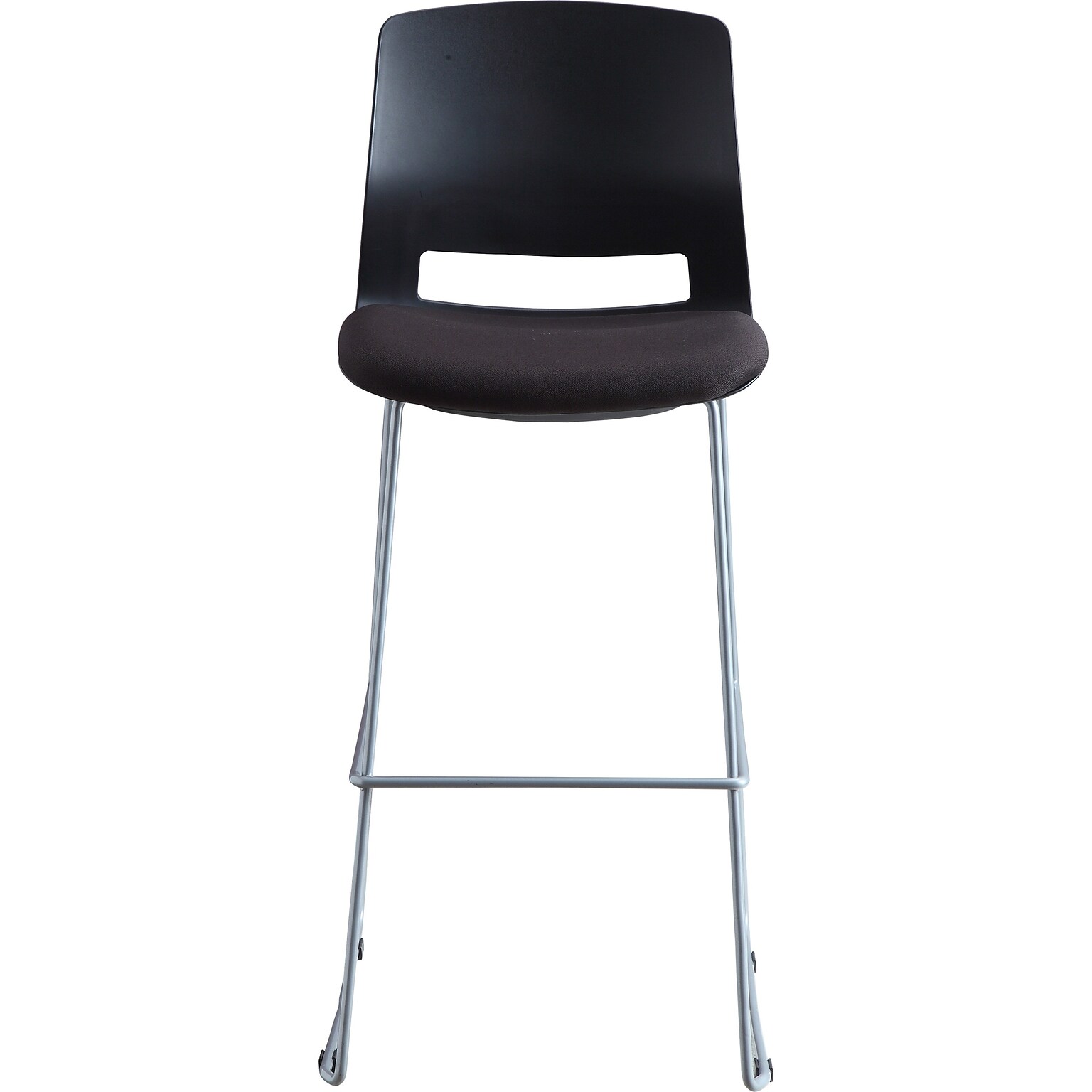 Lorell Artic Series Contemporary Fabric Full Back Counter Stool, Black/Silver, 2/Carton (LLR42951)