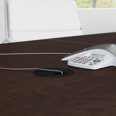 Bush Business Furniture 120W x 48D Boat Shaped Conference Table with Wood Base, Mocha Cherry (99TB12048MRK)