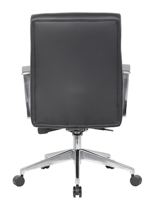 Boss Office Products Ergonomic Vinyl Swivel Conference Chair, Black (B8886AL-AMBK)