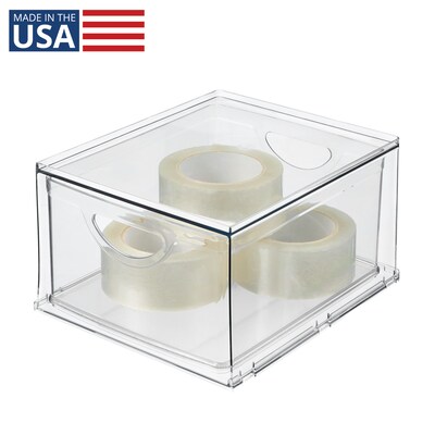 iDESIGN Small Stackable Plastic Storage Bin, Clear (80009)