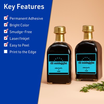 Avery Laser/Inkjet Multipurpose Square Labels, 2.5 x 2.5, Bright Blue, 90/Pack (94104)