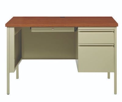 Alera 45W Single Pedestal Desk, Cherry/Putty (ALEHSD4524PC)