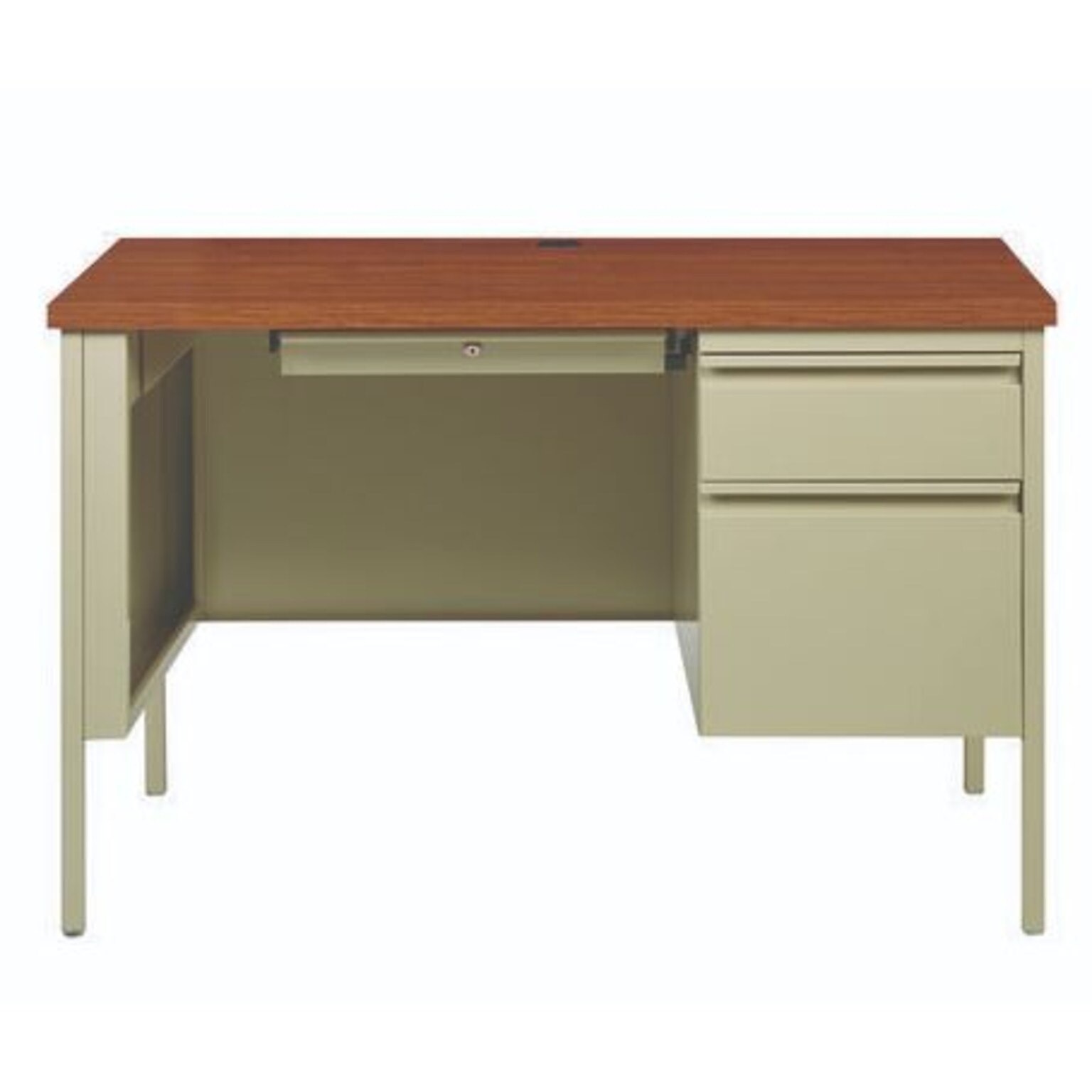 Alera 45W Single Pedestal Desk, Cherry/Putty (ALEHSD4524PC)