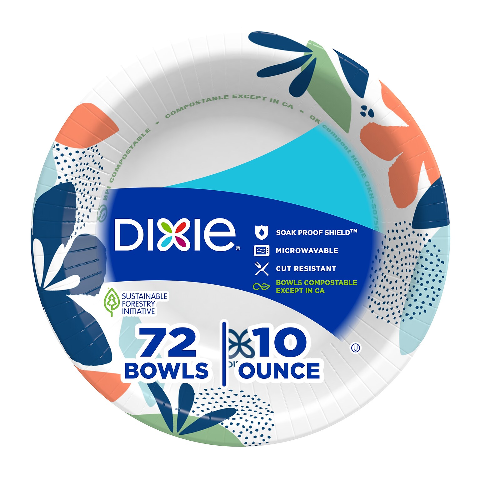 Dixie Paper Bowl, 10 oz., White, 72 Bowls/Pack (15981)