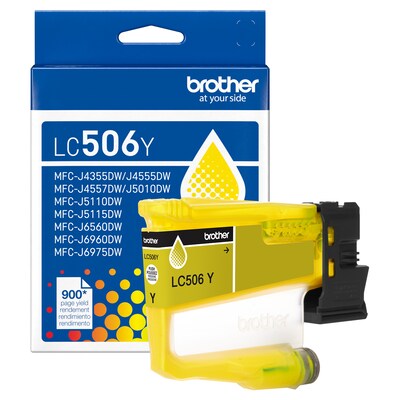 Brother LC506 Yellow Standard Yield Ink Cartridge, Prints Up to 900 Pages (LC506YS)