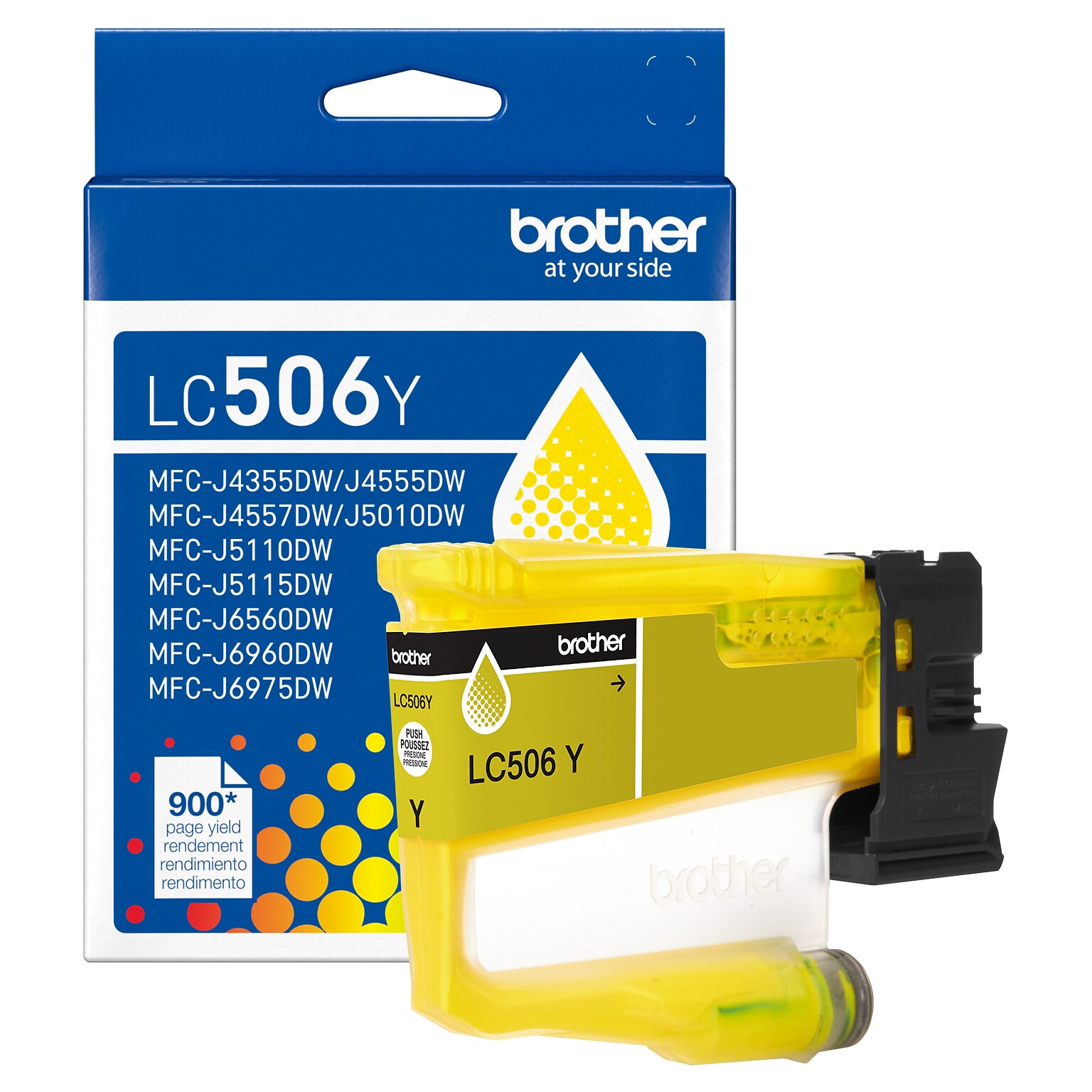 Brother LC506 Yellow Standard Yield Ink Cartridge, Prints Up to 900 Pages (LC506YS)