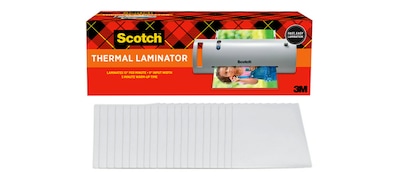 Scotch™ Thermal Laminator with 20 Letter Size Pouches Value Pack, 9 Width, White (TL902VP)