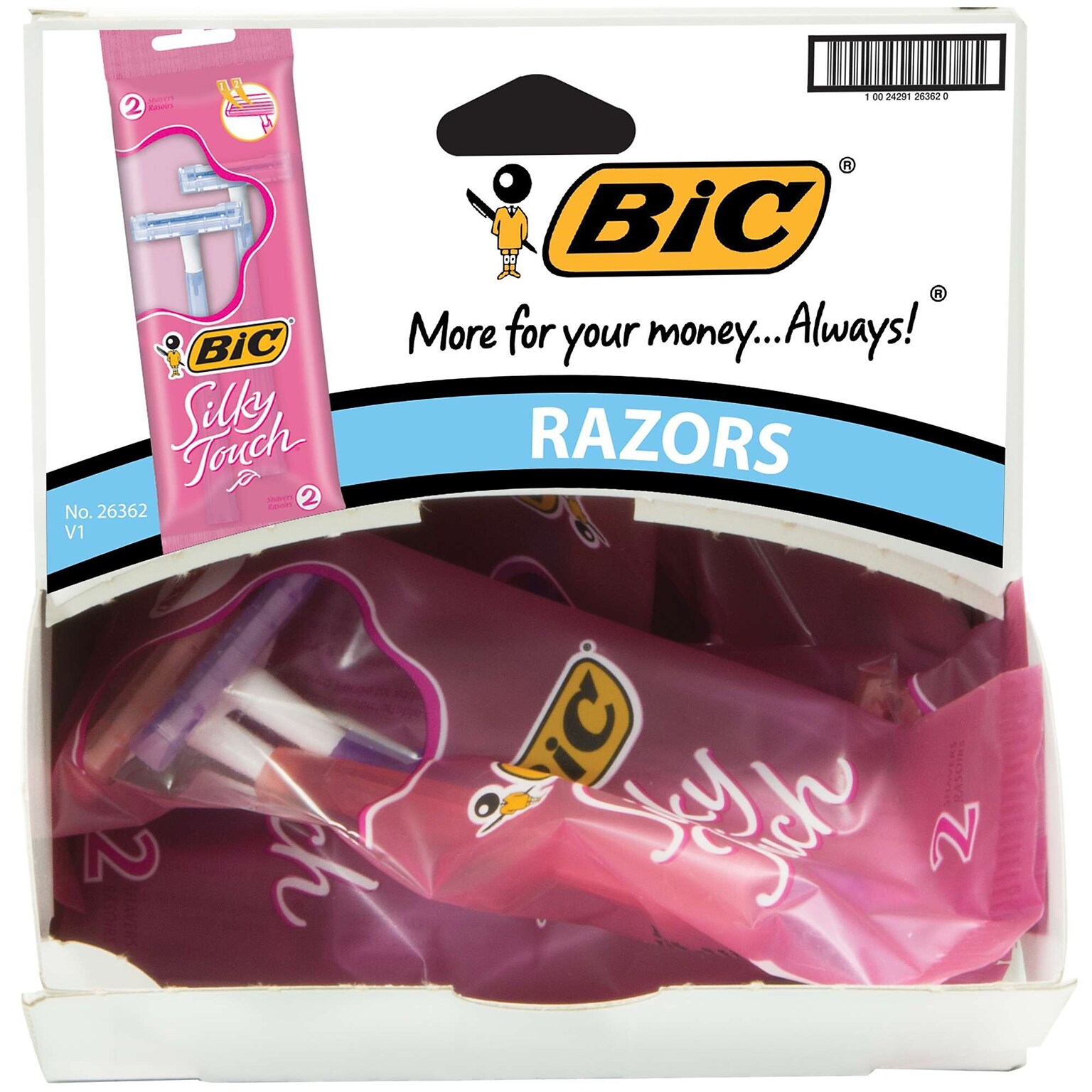 Bic Silky Touch Razor, 2 Razors/Pack, 12 Packs/Dispensit Box, 12 Dispensit Boxes/Carton